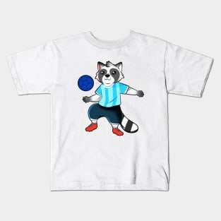 Cartoon raccoon playing soccer Kids T-Shirt